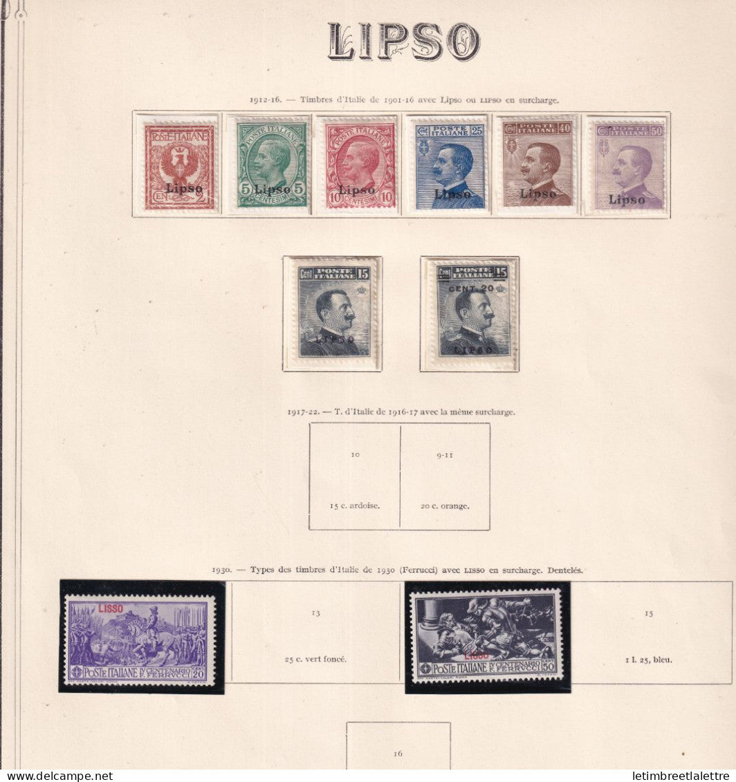 Italie - Colonie Italienne - Egée Lipso - à la page - * neuf avec charnière - 1912 1930