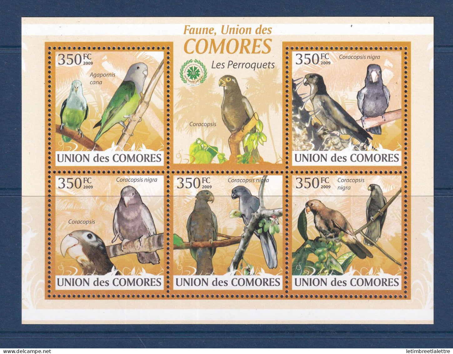 Comores - YT n° 1686 à 1690 ** - Neuf sans charnière - perroquets - oiseaux -  2009