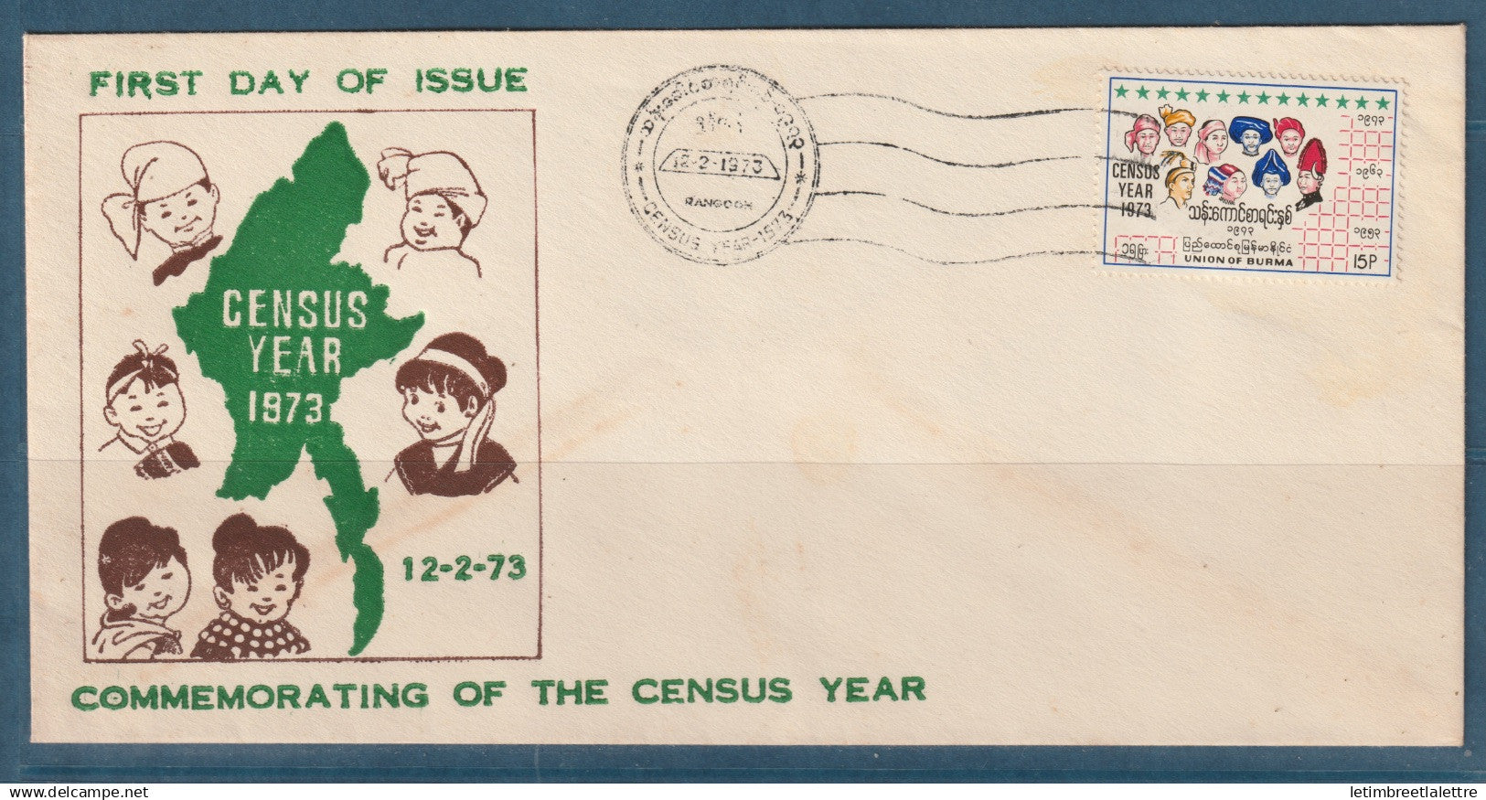 Myanmar - Birmanie -  Burma - YT n° 145 - FDC premier jour commemorating of the census Year - 1973