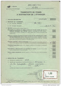 Bulletin statistique pour transfert de fond à l'étranger centre d'Orléans 30/4/81 ( calcul de l'enlévement au dos )