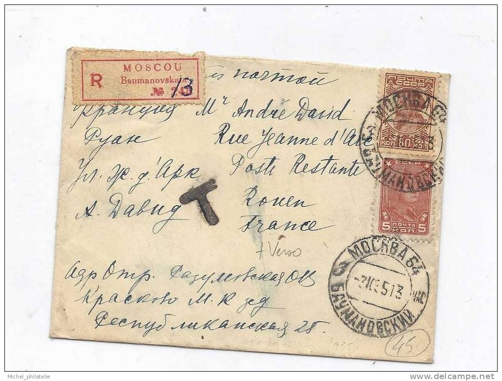 Lettre de Baumanovskaia ( Moscou ) pour la France et Taxé