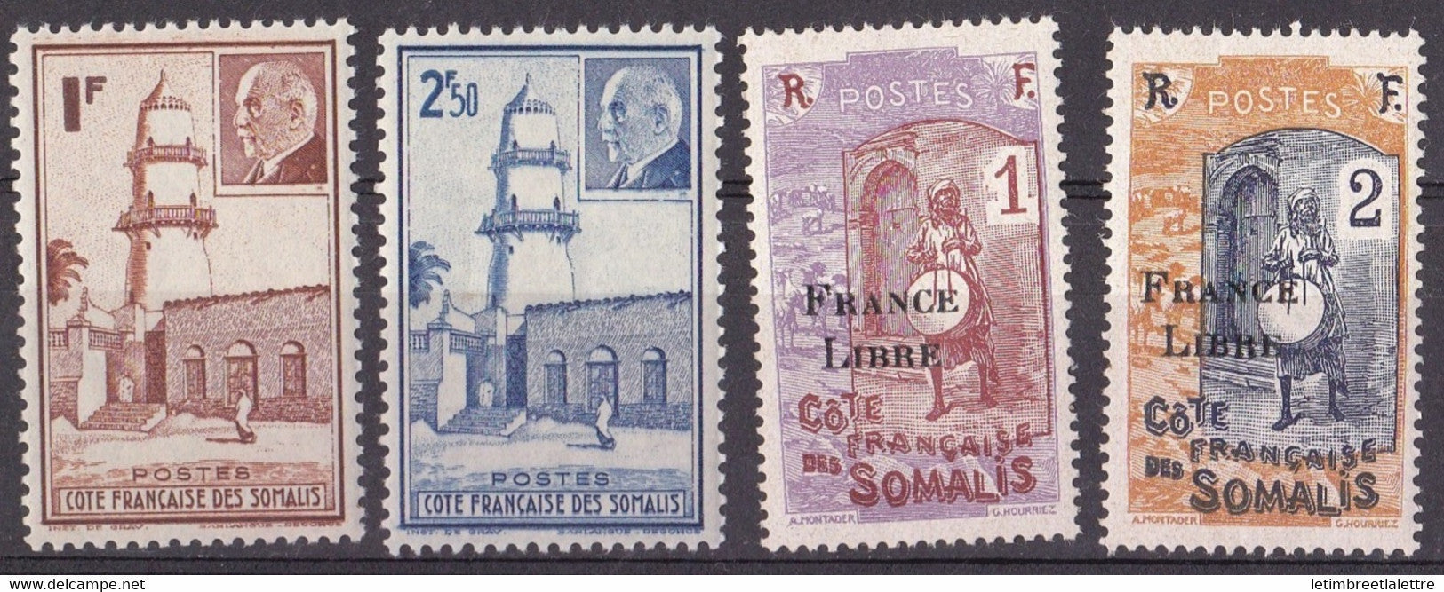 Côte des Somalis - YT n° 191 et 192 avec 193 et 194 ** - Neuf sans charnière - 1941