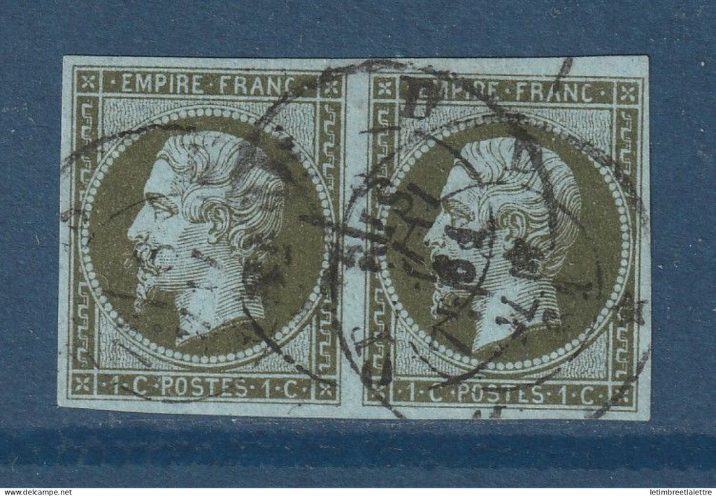 France - YT n° 11 - Oblitéré - en paire - 1860