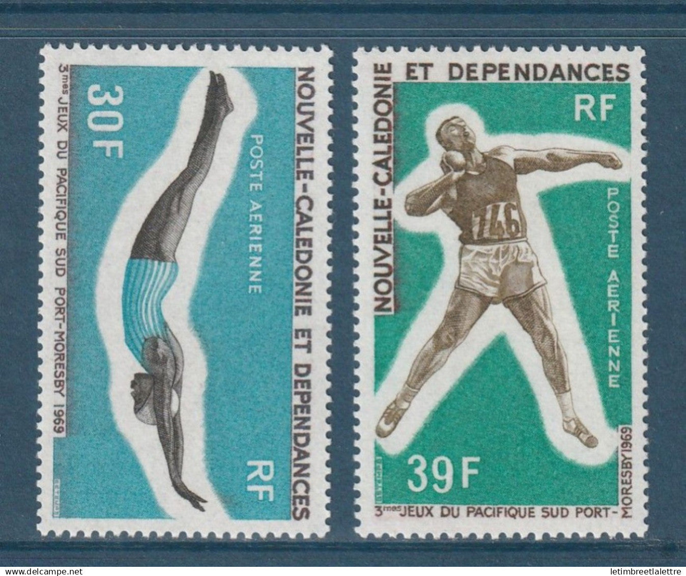 Nouvelle Calédonie - YT PA n° 106 et 107 ** - Neuf sans charnière - Poste Aérienne - 1969
