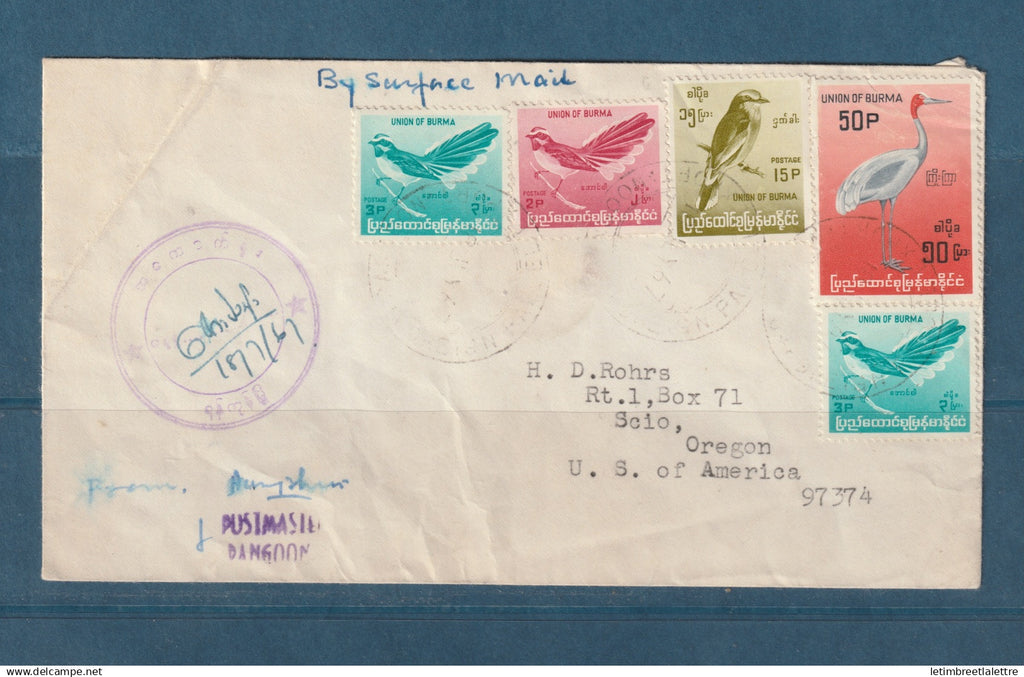 Myanmar - Birmanie - Burma - By Surface Mail - pour les USA ( Oregon ) - 1967