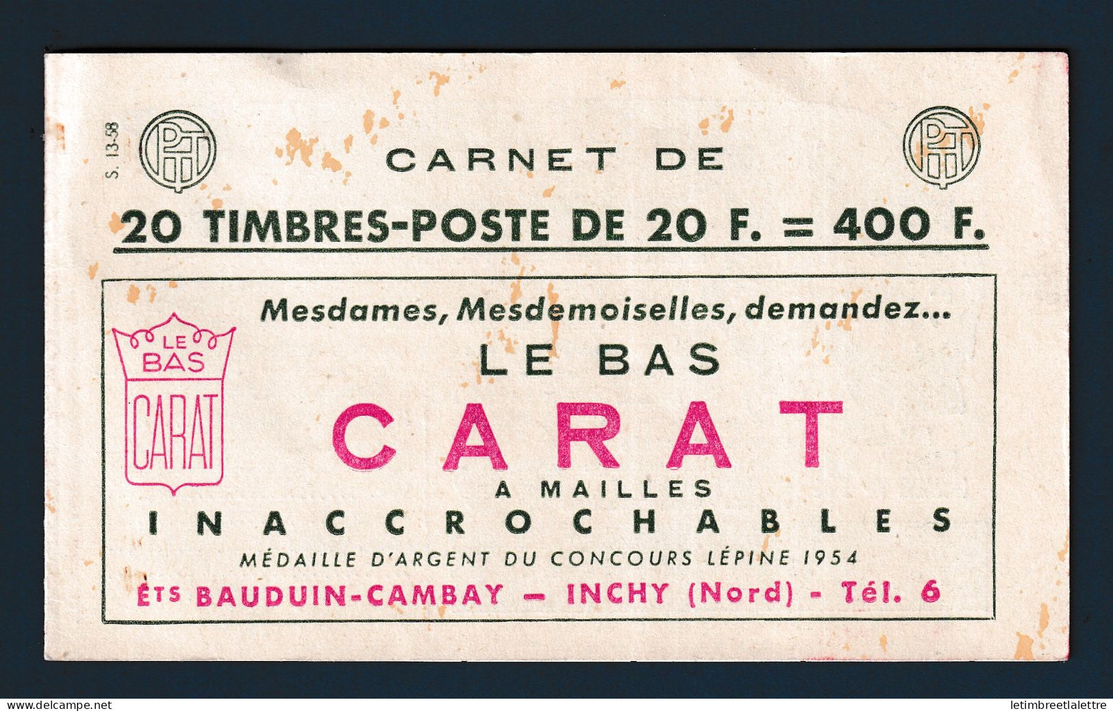 France - Carnet - YT n° 1011 B C19 ** - Neuf sans charnière - petites tâche sur la couverture - Muller - 1955 1959