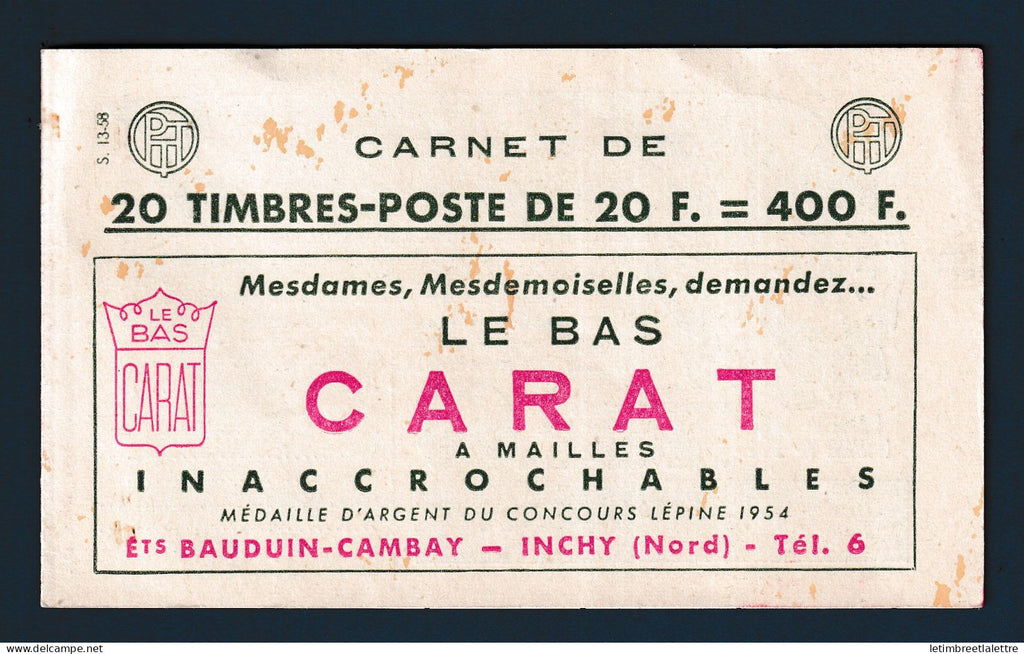 France - Carnet - YT n° 1011 B C19 ** - Neuf sans charnière - petites tâche sur la couverture - Muller - 1955 1959