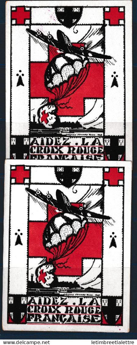 France - Vignette sur carte postale - Erinnophilie - Croix Rouge - aidez la croix rouge - Dinard - 1948