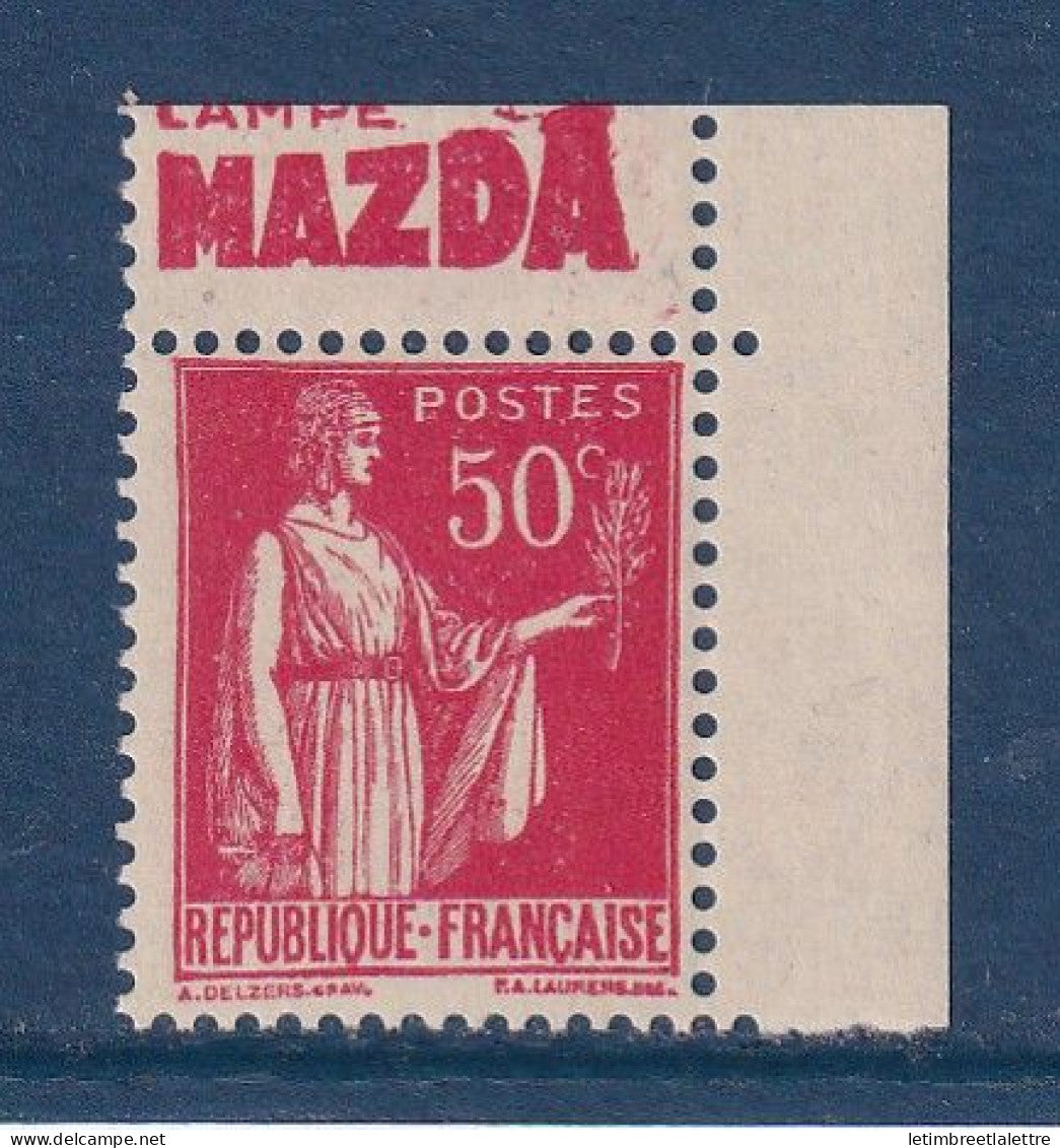 France - YT n° 283 * - Neuf avec charnière - PUB - Publicité Mazda - 1932 à 1933