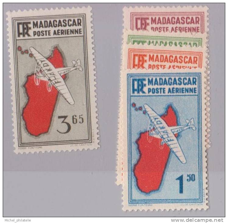 Madagascar - Poste aérienne - YT n° 1 à 4 et 5 A ** - neuf sans charnière - 1935 1938