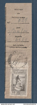 Espagne - Récépissé de télégramme -  télégraphe oblitéré - vignette