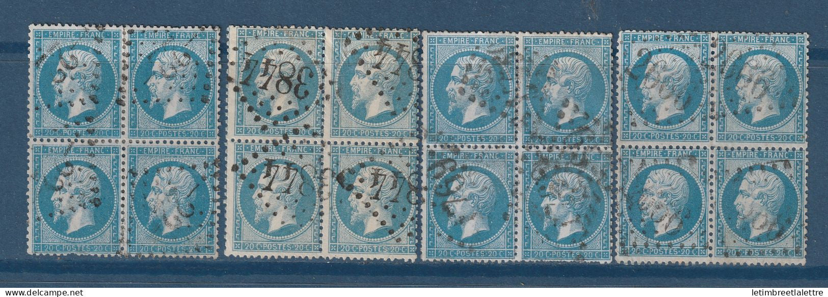 France - YT n° 22 - oblitéré en bloc de 4 - 4 exemplaires  - 1862