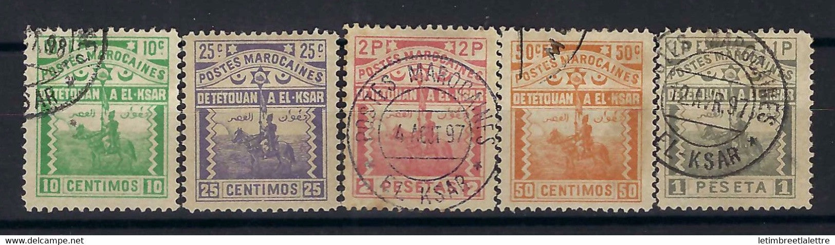 ⭐ Maroc - Tetouan A El Ksar El Kebir - YT n° 154 à 160 - Oblitéré - Manque n° 154 - 1897 ⭐
