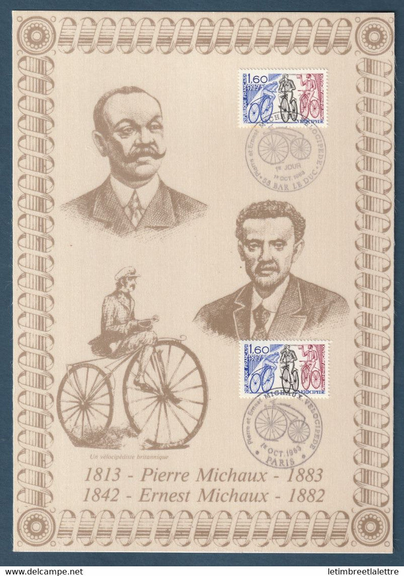 ⭐ France - Document Philatélique - Premier Jour - FDC soie - Pierre Michaux - Ernest Michaux - 1983 ⭐