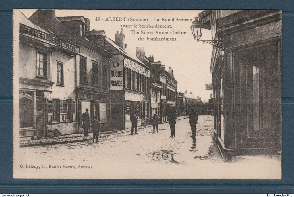 France - carte postale - Albert - Somme - La Rue d'Amiens avant le bombardement