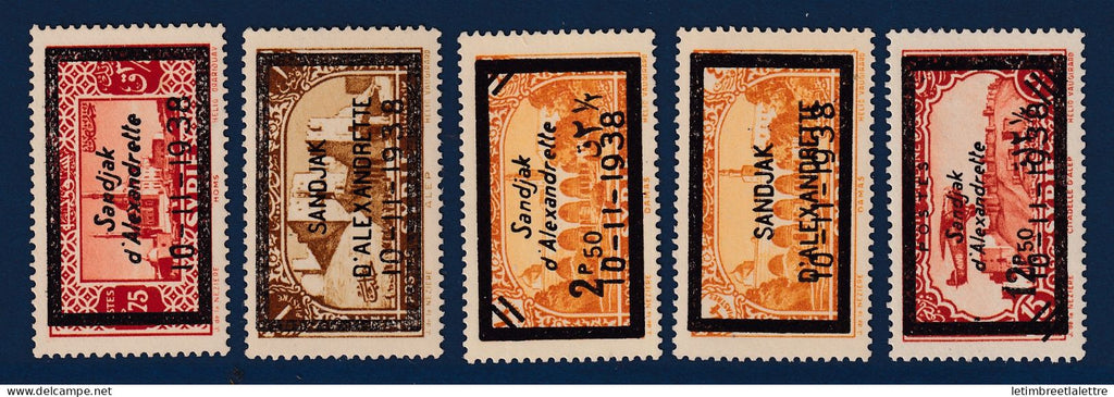 Alexandrette - YT n° 13 à 17 ** - Neuf sans charnière - Signé Brun - 1938