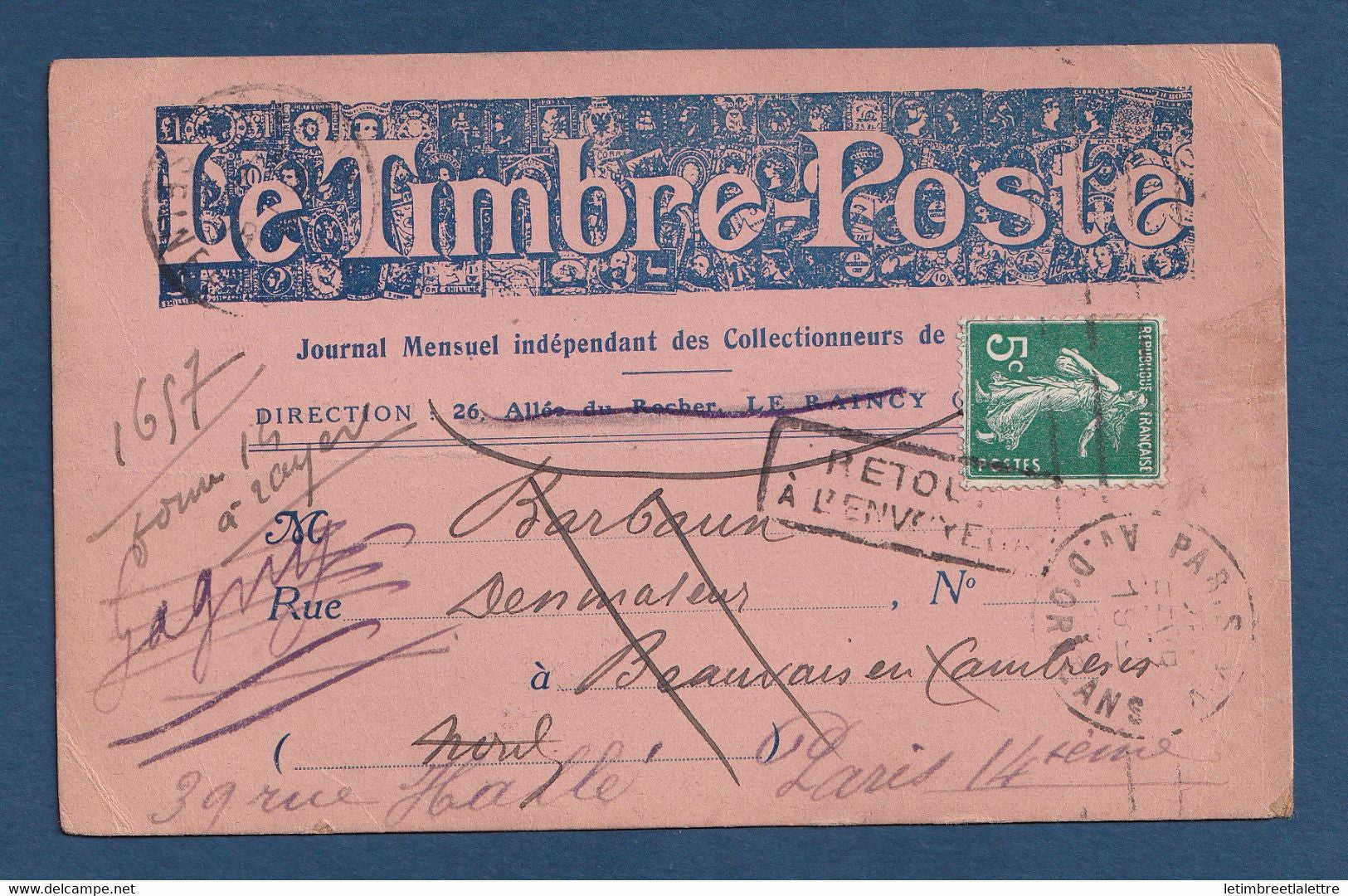 ⭐ France - Publicité : le timbre poste sur carte postale illustrée de Georges Brunel - 1918⭐