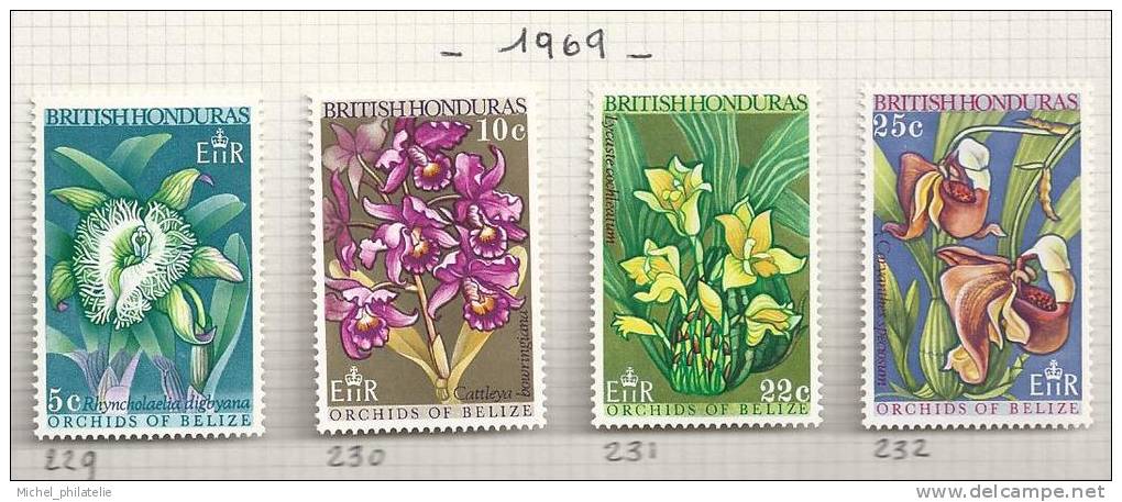 Honduras Britanique, N° 229 à 232  * avec charniére