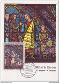 France - carte maximum - premier jour vitrail de la cathédrale de Chartres - 1963