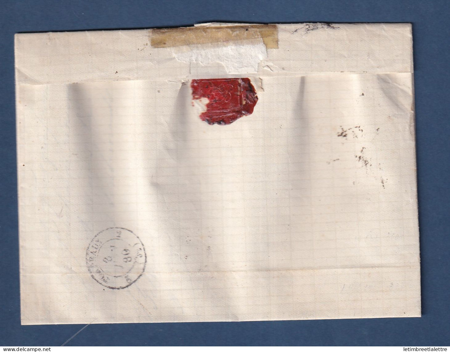 Belgique - YT n° 32 sur lettre de Mons pour Bordeaux avec cachet d'entrée rouge de Belgique - 1880