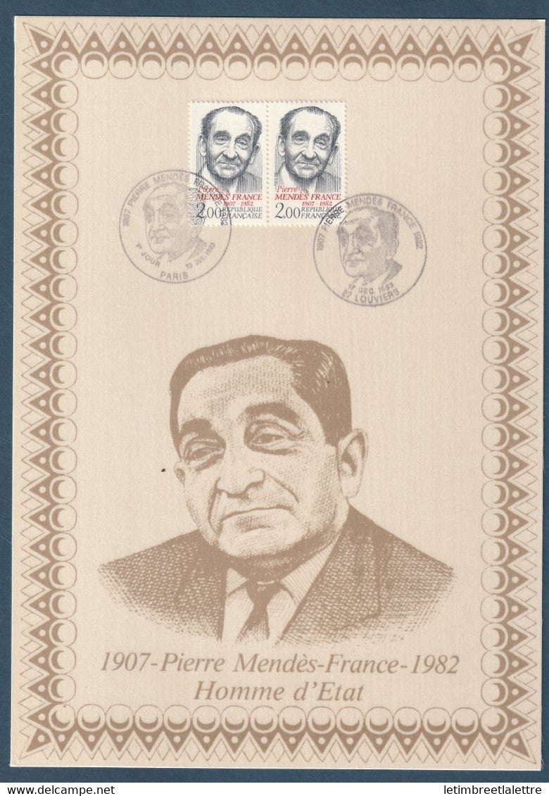 ⭐ France - Document Philatélique - Premier Jour - FDC soie - Pierre Mendès France - Homme d'etat - 1983 ⭐