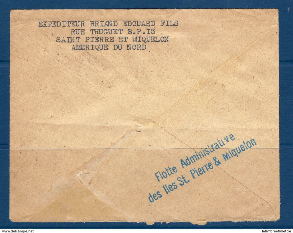 Saint Pierre et Miquelon - griffe bleue Miquelon Flotte administrative - Cachet Paquebot - Sidney - 1956