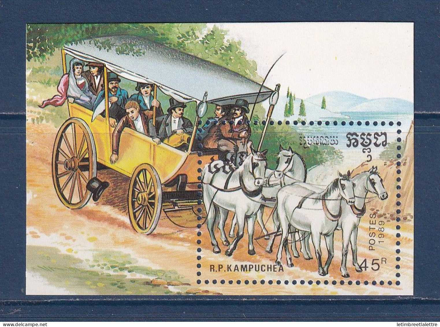 Kampuchéa - YT n° bloc 70A ** - Neuf sans charnière - Chevaux de trait - 1989
