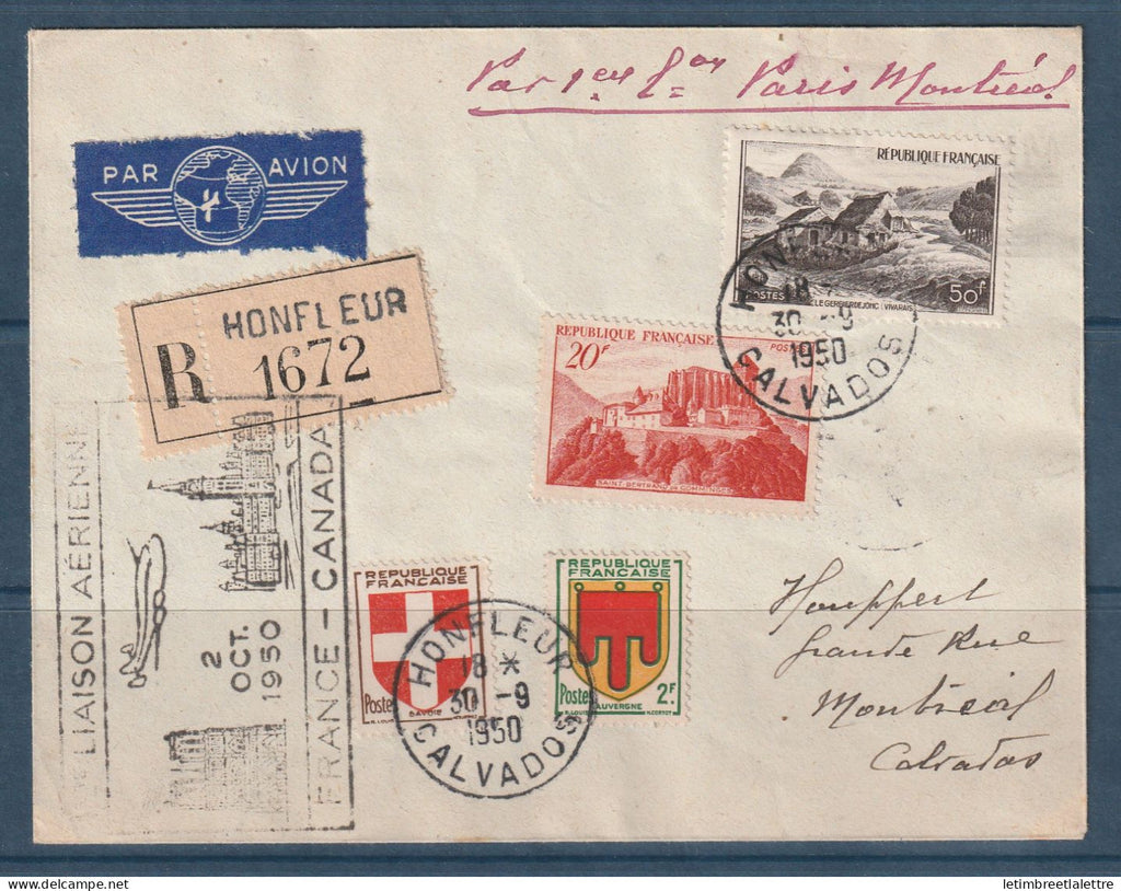 France - Première liaison aérienne - Paris Montréal - 1950