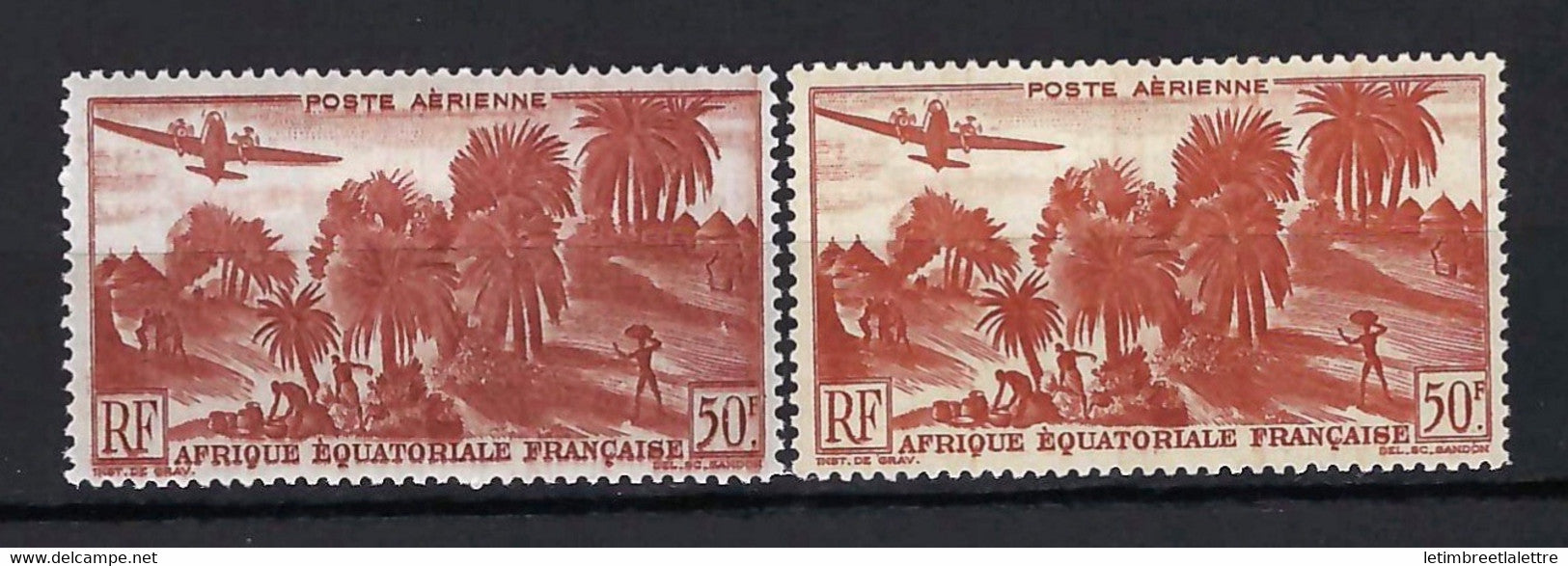 AEF - Poste Aérienne - YT n° 50 * - Neuf avec charnière - variété de couleur - 1947 / 1952