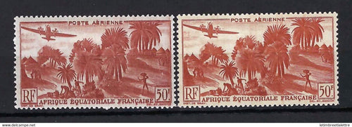 AEF - Poste Aérienne - YT n° 50 * - Neuf avec charnière - variété de couleur - 1947 / 1952
