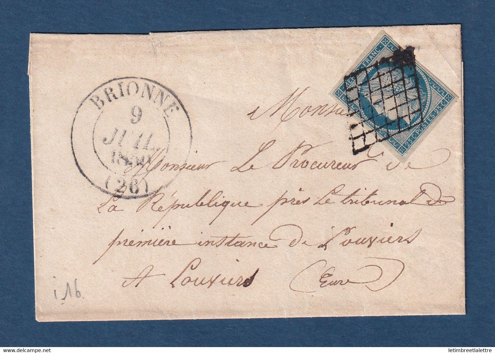 ⭐ France - Brionne ( Eure ) - YT n° 4 Oblitéré grille avec T.13 du 9 juillet 1850 - superbe ⭐