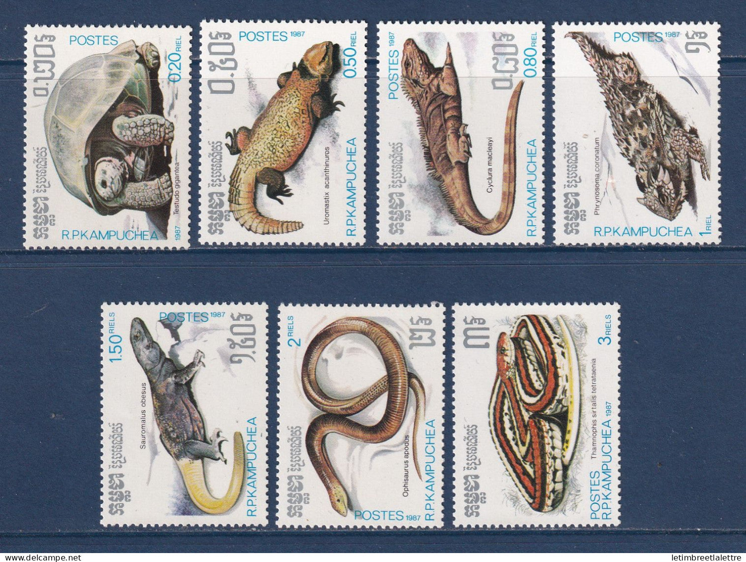 Kampuchéa - YT n° 751 à 757 ** - Neuf sans charnière - Reptiles - 1987