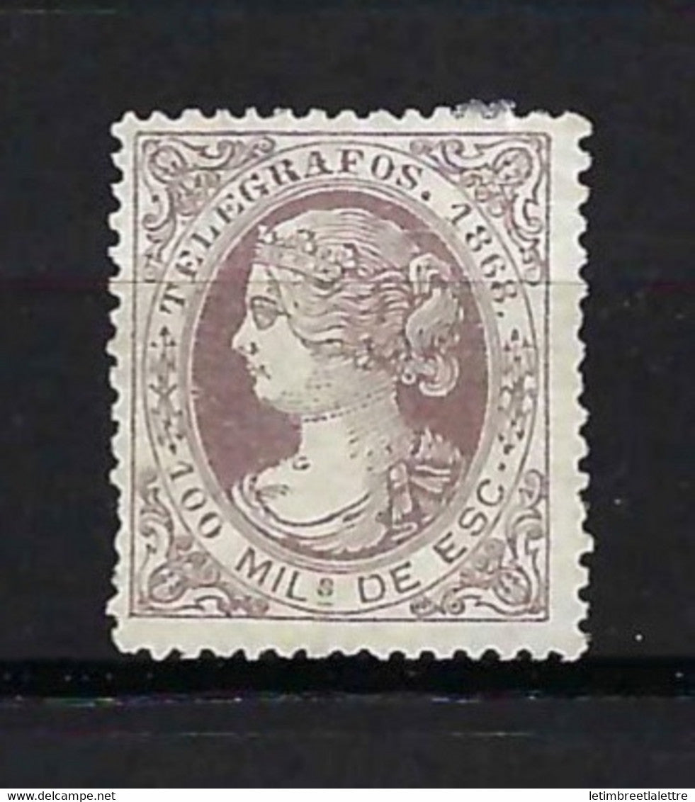 ⭐ Espagne - Télégraphe - YT n° 21 * - Neuf avec charnière - 1868 ⭐