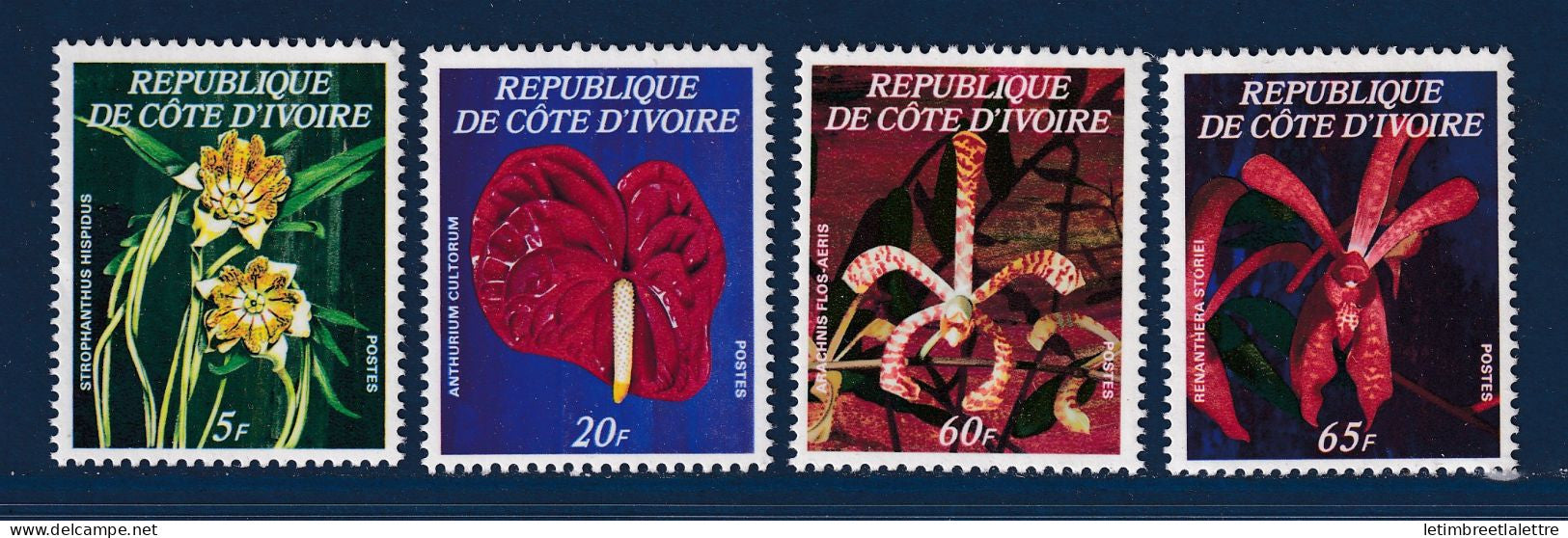 Côte d'Ivoire - YT n° 440 A à 440 D  ** - neuf sans charnière - orchidées - 1978