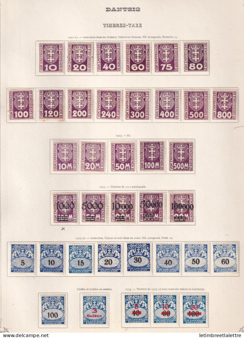 Dantzig - collection à la Page - Taxe - * Neuf avec charnière - 1921 1933