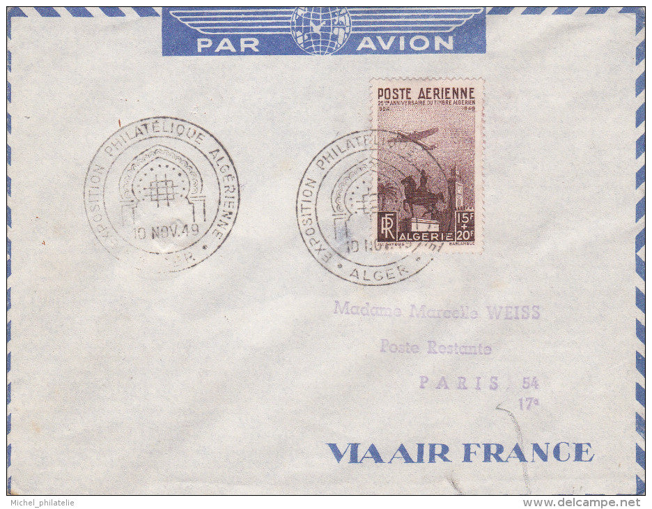 Exposition philatelique Algériene 10 Nov 49