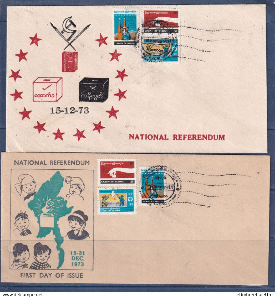 Myanmar - Birmanie -  Burma - YT n° 146 à 148 - FDC Premier jour Référendum national - 1973
