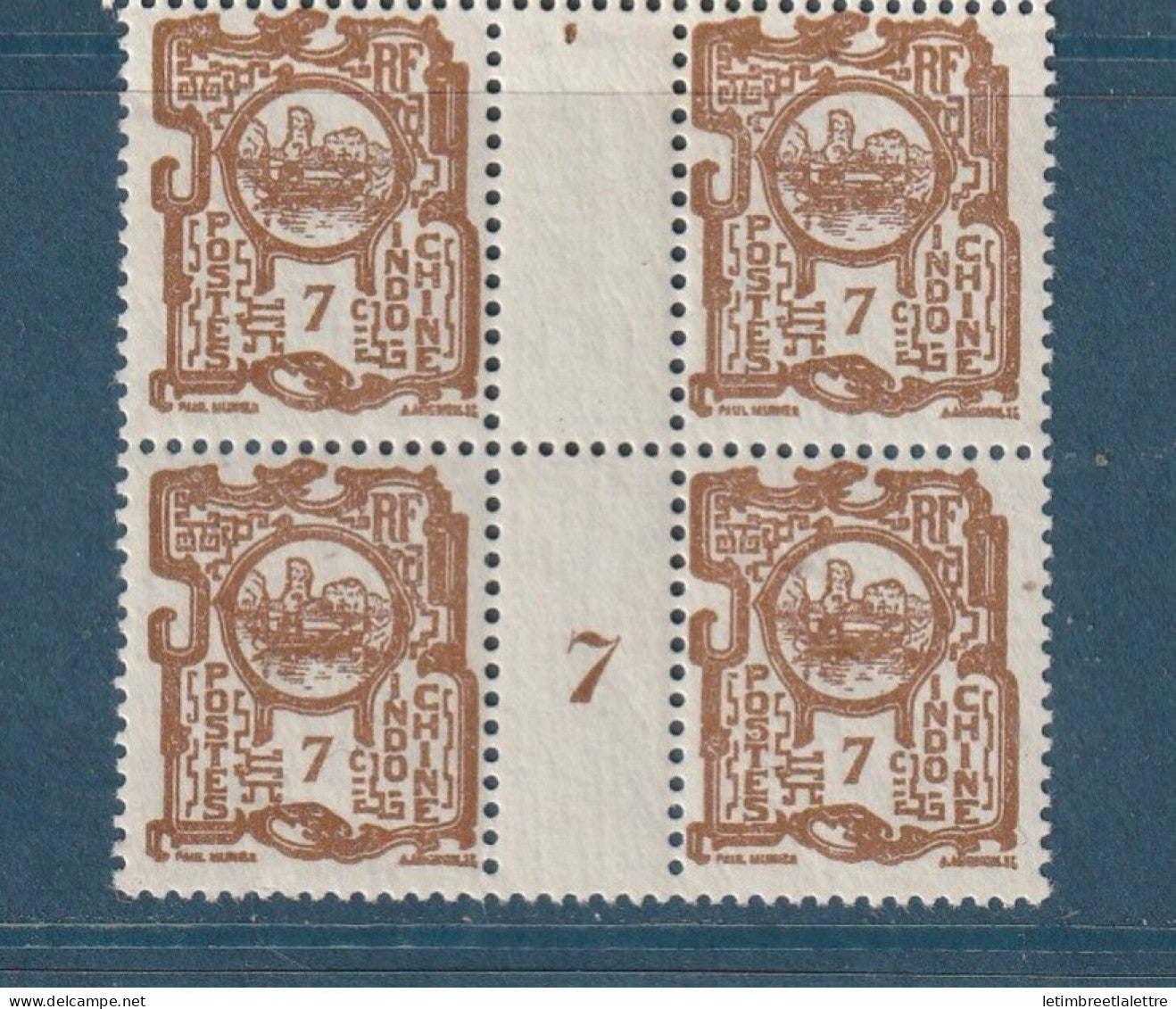 Indochine - YT n° 133 ** - en bloc de 4 millésime 7 - Neuf sans charnière - 1927