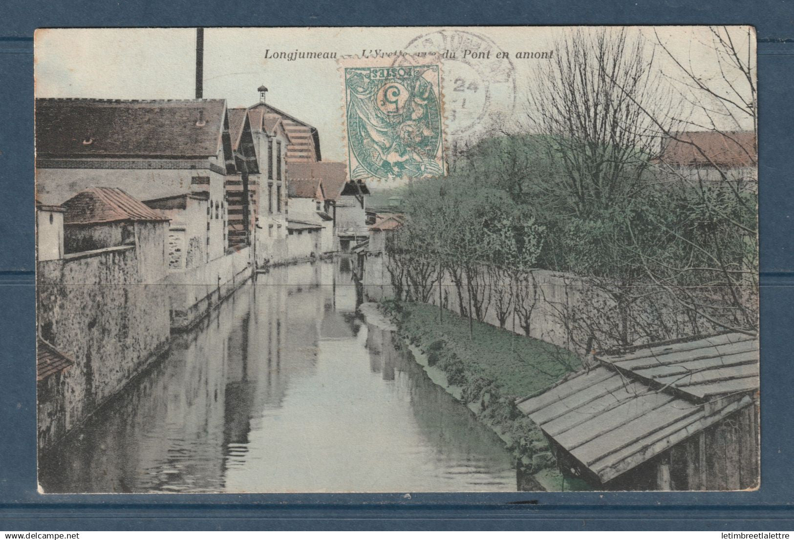 France - Carte postale - type Blanc - Longjumeau - L'Yvette en vue du Pont en amont - Essonne