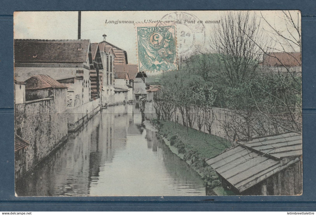 France - Carte postale - type Blanc - Longjumeau - L'Yvette en vue du Pont en amont - Essonne