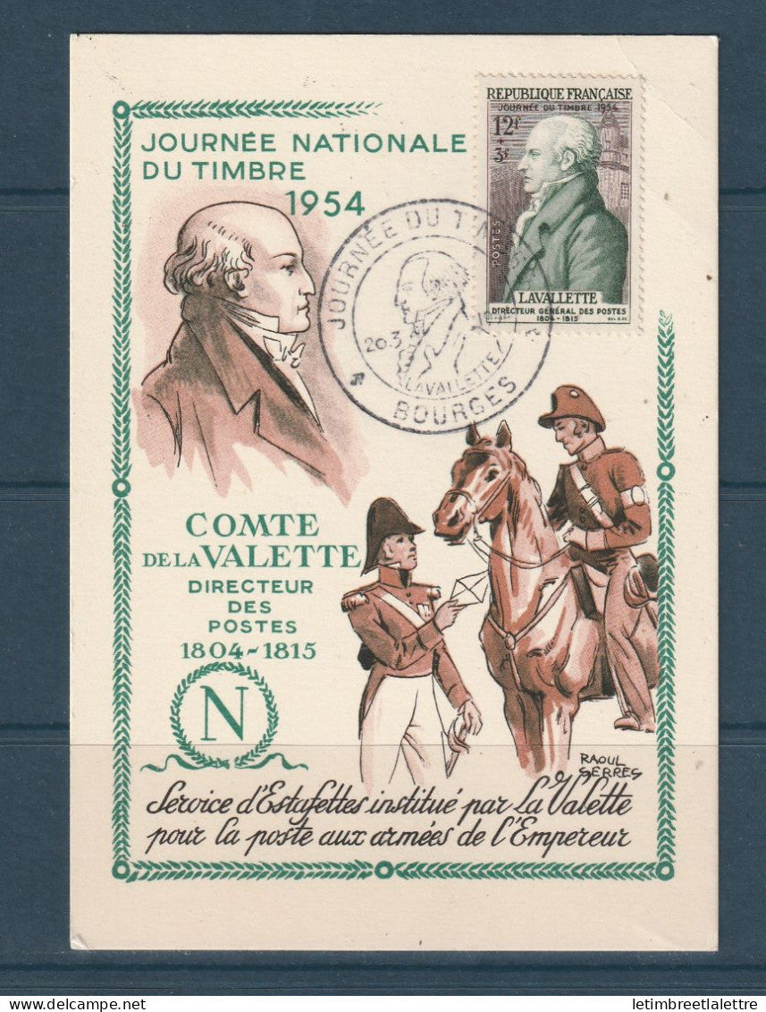 France - Carte Maximum - journée du timbre - Comte de la Valette - 1954