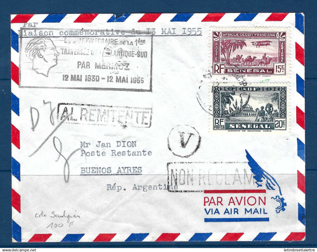 Sénégal - 25 ème anniversaire de la première traversée de l'Atlantique Sud par Mermoz - 1955