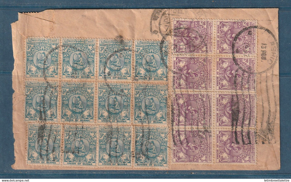 Myanmar - Birmanie - Burma - enveloppe par avion pour Calcutta ( Inde ) - bel affranchissement - 1957