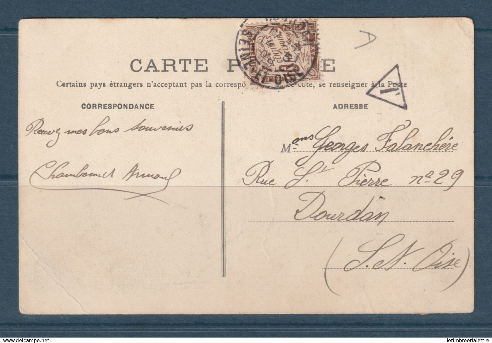 France - Carte Postale taxée - Les chansons de Jean Rameau illustrées - la bourrée de Saint Just - 1908