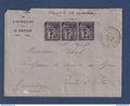 Guadeloupe - YT n° 6 bande de 3 sur Enveloppe de Basse Terre pour Pointe à Pitre - 1895