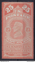 USA, États Unis, Timbre pour Journaux, N° 3 * Rouge Orange