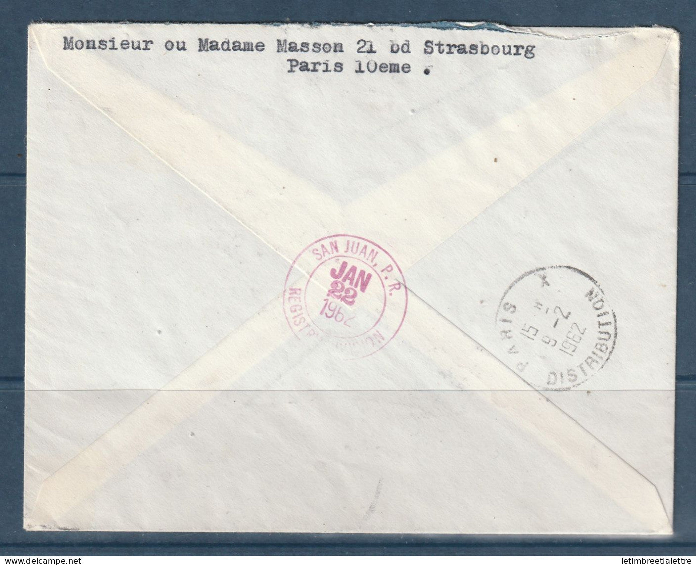 France - Première liaison a réaction Paris San Juan Bogota par la compagnie Avianca - en recommandé - 1962