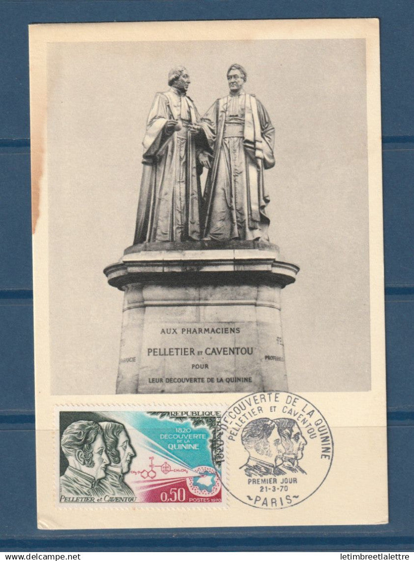 France - carte maximum - premier jour - découverte de la Quinine - Pelletier et Caventou - 1970