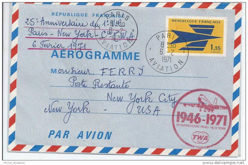 25eme anniversaire de la 1er liaison aérienne Paris - New York 1946 - 1971