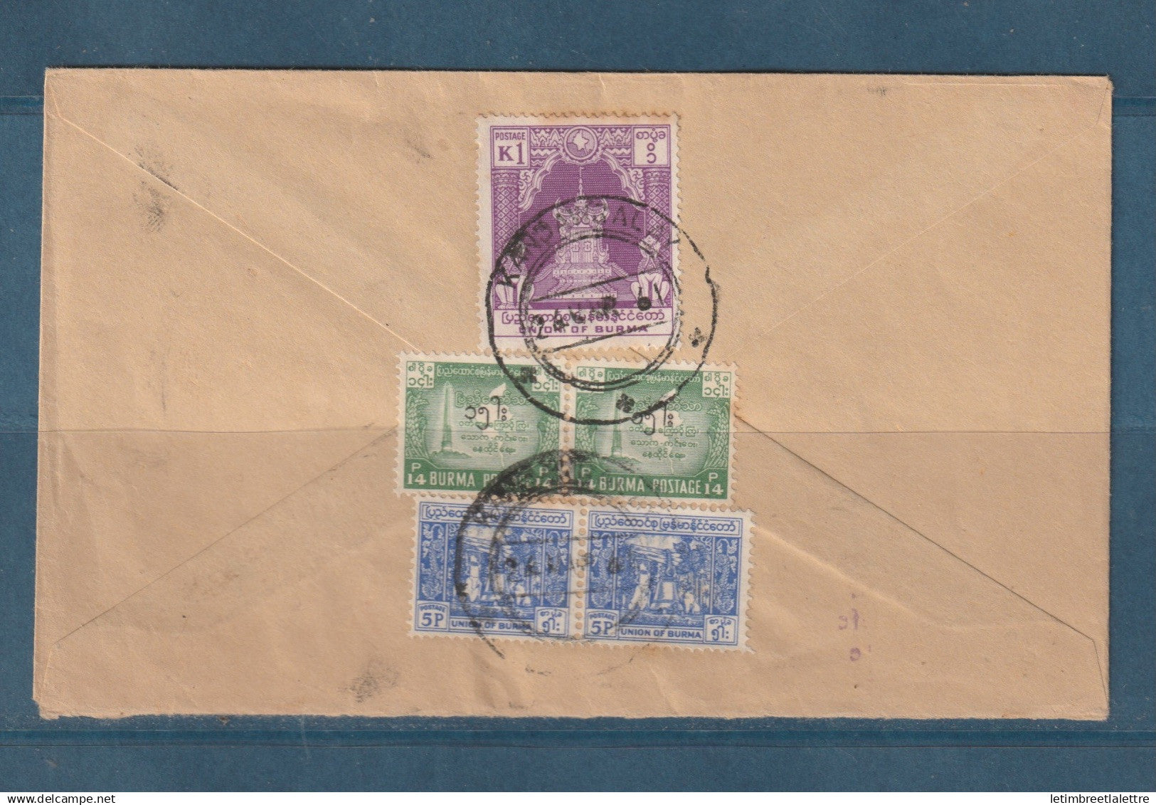 Myanmar - Birmanie - Burma - YT n° 56 63 et 80 par avion ( Ministère de la défense ) pour l'Angleterre - 1961